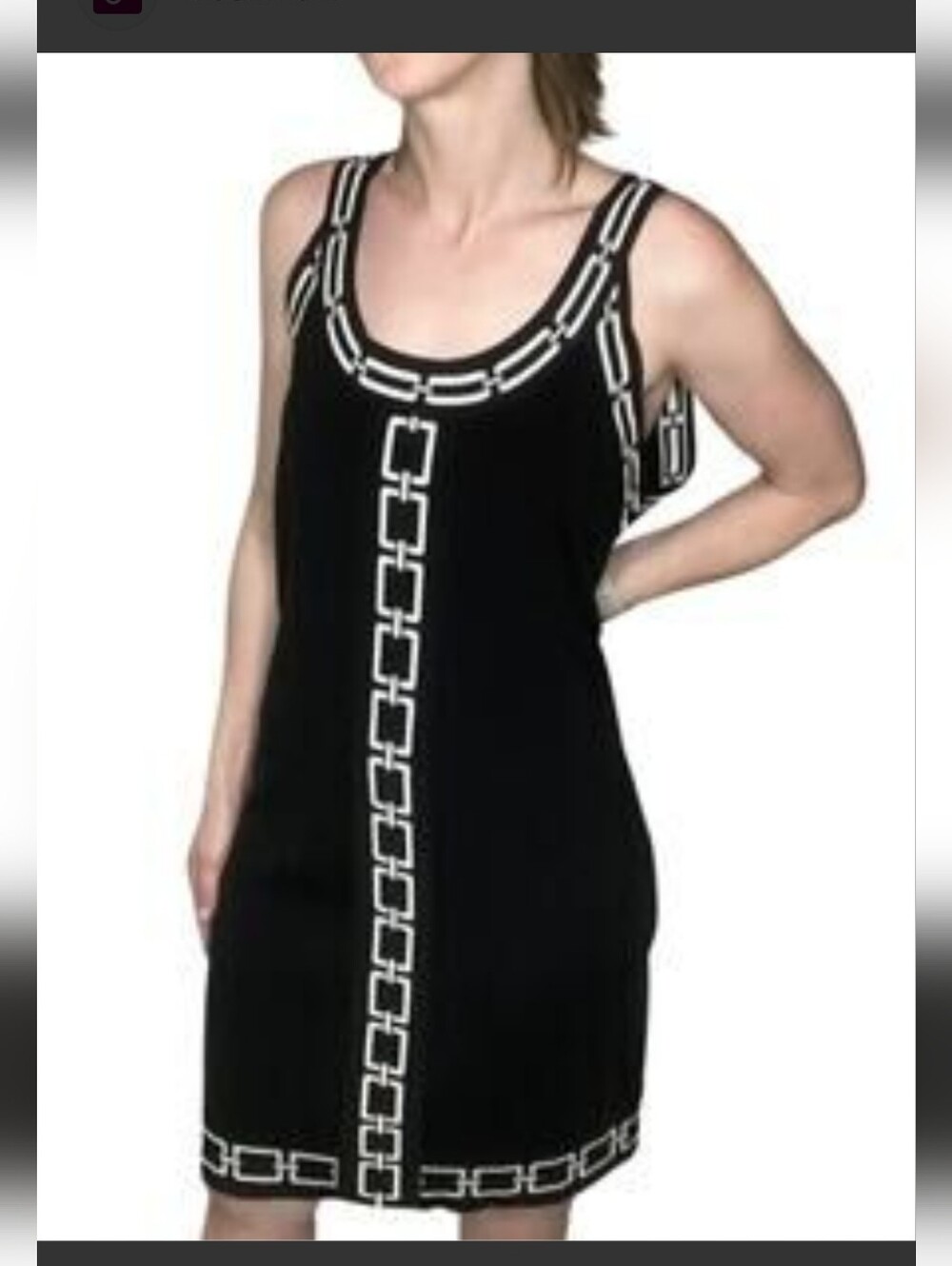 Adrienne Vittadini Black Chain-Accent Dress